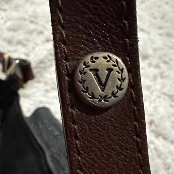 Valentina Classic Black and Brown Italian Leather Crossbody Bag, Vintage - Picture 12 of 12